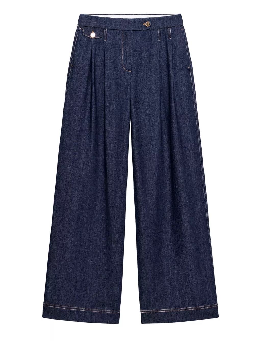 ZARA linen blend high rise wide leg pleated pants